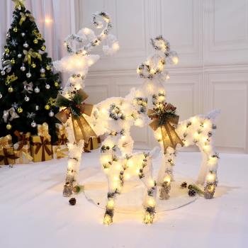 圣誕節場景裝飾發光大雪人擺件商場櫥窗酒店圣誕樹下美陳麋鹿道具