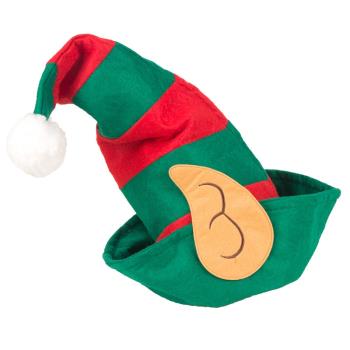 圣誕帽圣誕節帽子小丑帽耳朵紅綠條紋帽圣誕派對裝飾品兒童精靈帽