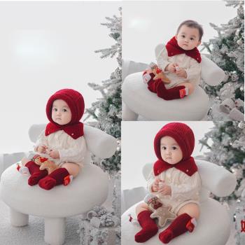 兒童攝影服裝雪人圣誕節小紅帽滿月寶寶百天照周歲照拍照服裝道具