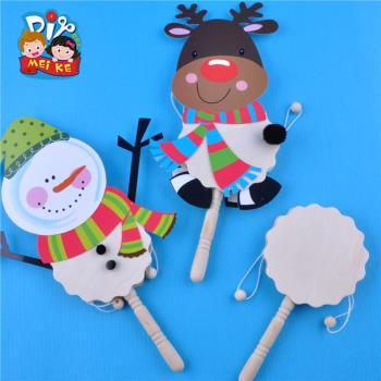 圣誕節手工diy小鹿雪人旋轉鼓自制玩具創意禮物禮品幼兒園材料包
