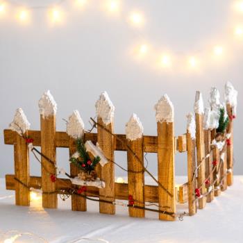 Hromeo 圣誕木質柵欄圣誕樹腳裝飾商場櫥窗裝飾布置圣誕節裝飾品