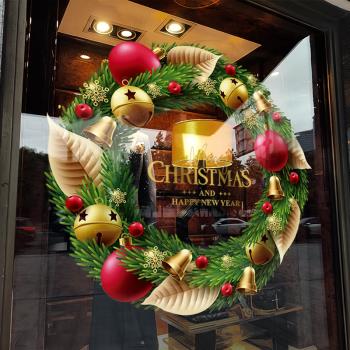 圣誕節裝飾品場景布置窗貼節日窗花門店餐廳櫥窗靜電玻璃貼門貼紙