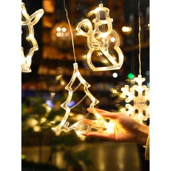 圣誕節裝飾品透明吸盤燈店鋪商場主題場景布置玻璃櫥窗掛件圣誕樹