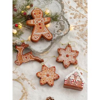 Hromeo 圣誕節裝飾創意圣誕樹裝飾掛件姜餅人裝飾雪花麋鹿掛件