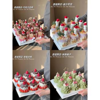 韓國圣誕節烘焙蛋糕裝飾擺件ins風網紅卡通迷你帽子圍巾麋鹿插件