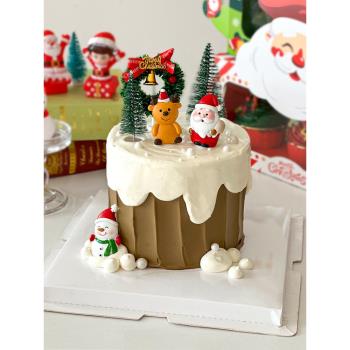 圣誕節蛋糕裝飾擺件樹脂圣誕老人麋鹿雪人玩偶插件烘焙甜品臺裝扮