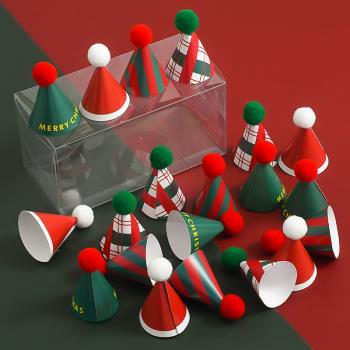 圣誕節韓國ins風復古帽子蛋糕裝飾紅綠色迷你毛球圣誕小帽子插件
