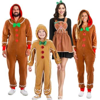 成人兒童姜餅人角色扮演演出服裝圣誕節節日派對cosplay服飾套裝