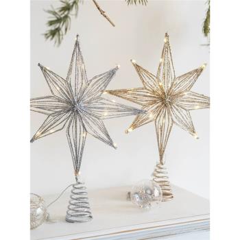 琳杰圣誕樹頂星發光五角星大圣誕樹裝飾掛件頂部星星圣誕節裝飾品