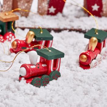 圣誕節小火車桌面櫥窗擺件木質兒童玩具裝飾品攝影道具圣誕樹掛件