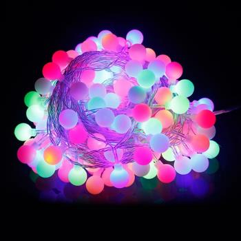 LED太陽能小圓球七彩閃燈串燈低壓24V滿天星戶外防水圣誕節裝飾燈