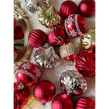 圣誕裝飾品電鍍球塑料紅球彩繪異形圣誕球圣誕樹裝飾品圣誕節裝飾