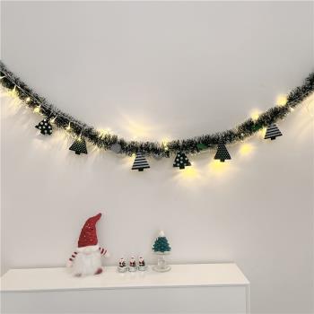 圣誕節裝飾用品毛條LED滿天星麋鹿夾子彩旗櫥窗場景裝扮布置拉花