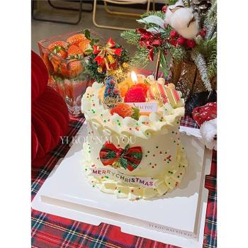 網紅新款圣誕節主題蛋糕裝飾插件甜品臺派對擺件創意可愛草莓蠟燭