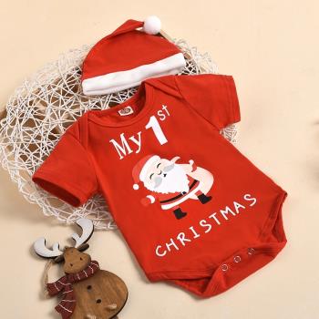 圣誕節0-2歲嬰幼兒男女童三角包屁哈衣爬服Baby Christmas Romper