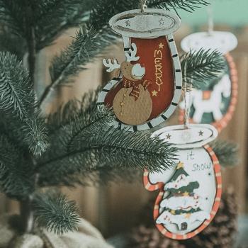 圣誕節木質掛飾可愛手套襪子墻面掛件裝飾品christmas decoration