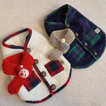泰迪圣誕節中小型犬絨衣外套圍巾