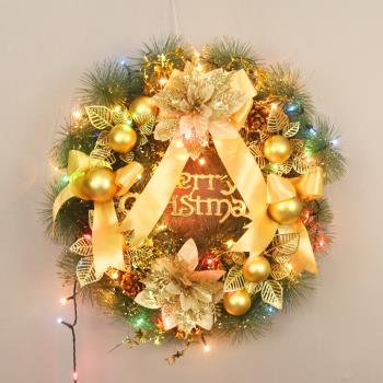 聖誕花環裝飾品門掛聖誕節櫥窗場景佈置發光藤條門飾創意30cm50