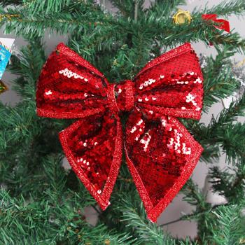 圣誕節裝飾品亮片大號蝴蝶結喜慶節日場景布置道具圣誕樹掛件吊飾