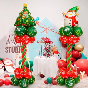 圣誕節氣球雪人樹幼兒園場景布置立柱裝飾商場柜臺節日氣氛裝扮