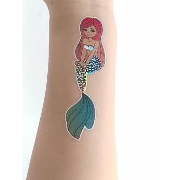 紋身貼兒童女孩卡通可愛公主鐳射漸變美人魚獨角獸小圖案安全環保