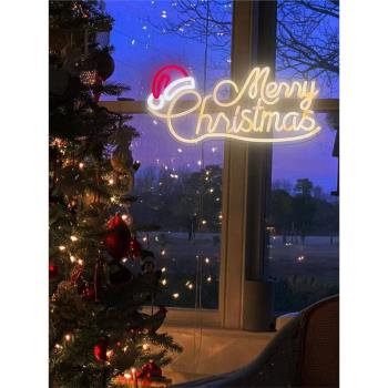led霓虹圣誕燈牌MerryChristmas燈板圣誕節裝飾室內房間布置裝飾