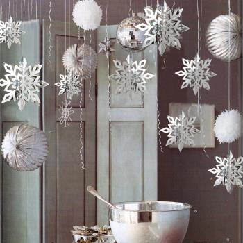 圣誕節裝飾品紙質立體雪花串六件套掛件商場店鋪櫥窗懸掛雪花吊飾