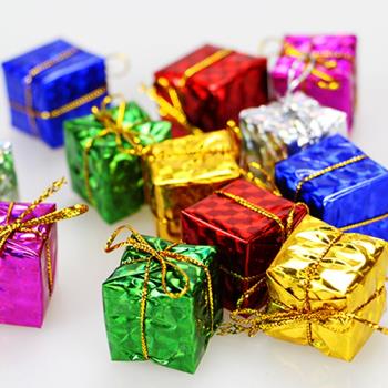 節日秀圣誕樹小禮包吊掛件圣誕節裝飾用品彩色亮片禮物多多包12個