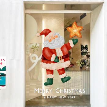 ins風2025新年圣誕節裝飾品玻璃門貼紙圣誕樹靜電貼窗貼門貼無膠