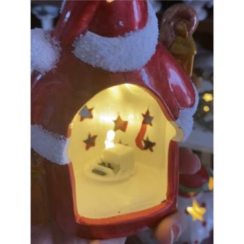 出口單圣誕節裝飾用品圣誕風格陶瓷圣誕老人精靈夜燈擺件默認微瑕