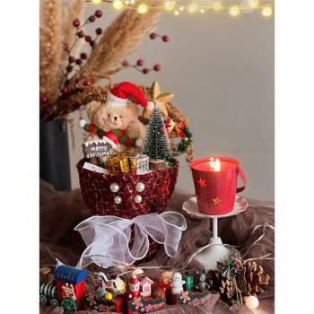 圣誕節蛋糕裝飾小香風可愛小熊圣誕樹花束禮盒星星玲鐺插件擺件