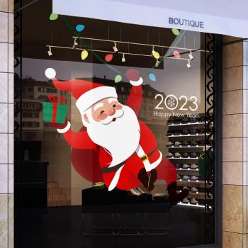 圣誕節裝飾品氛圍布置窗貼節日裝扮靜電貼窗花大型櫥窗玻璃門貼紙