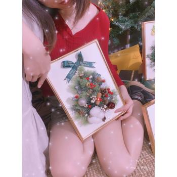 圣誕節相框DIY畫材料包手作禮物親子活動會員沙龍干花裝飾立體畫