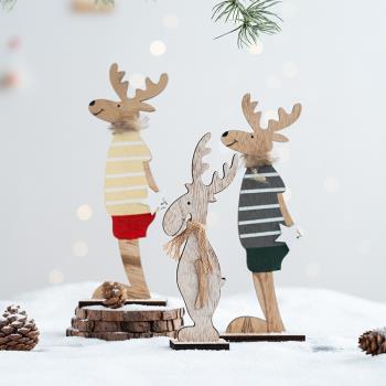 圣誕節裝飾圣誕老人麋鹿雪人木質場景布置拍照道具裝飾品桌面擺件