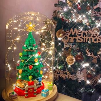 圣誕節泡泡馬特城堡婚禮森寶佳奇圣誕樹積木透明玻璃罩帶燈底發光