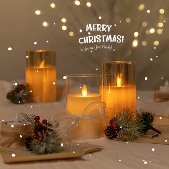 圣誕節裝飾品桌面擺件圣誕裝飾小夜燈發光蠟燭場景布置拍照道具