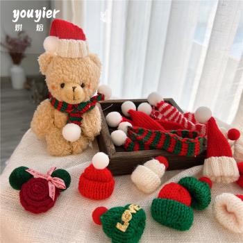 新款圣誕節diy純色針織帽子love貼毛線紅綠圍巾禮盒禮品裝飾配件