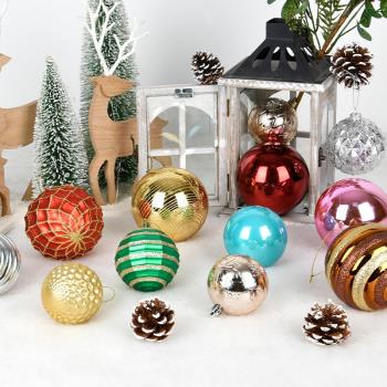 節慶裝飾金銀印花7CM圣誕球掛件圣誕樹櫥窗場景布置彩色吊飾掛球