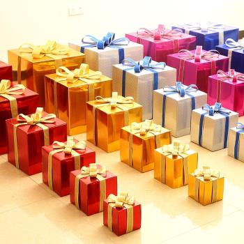 勁野圣誕節裝飾品禮物盒紙質亮光禮盒道具商場櫥窗場景布置擺件
