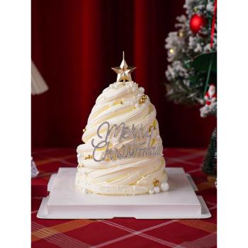 圣誕節許愿樹蛋糕裝飾品鉆石圣誕快樂英文插件五角星愛心蠟燭插牌