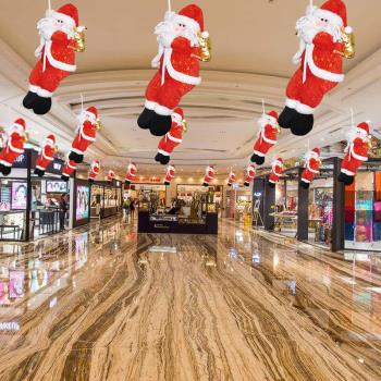 圣誕節裝飾品圣誕爬繩老人大號禮物掛飾酒店商場櫥窗吊飾抓繩掛件