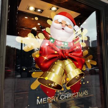 圣誕節裝飾品場景布置鈴鐺窗貼創意老人窗花櫥窗靜電玻璃貼門貼紙