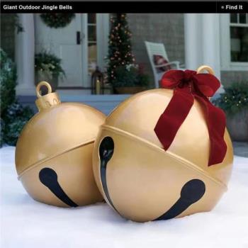 2023新款圣誕節鈴鐺裝飾氣球45cm 60cm戶外PVC充氣圣誕球玩具擺件