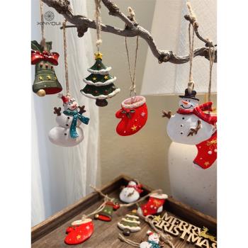 【心悠】圣誕節復古雪人鈴鐺掛件迷你做舊場景布置DIY道具裝飾品