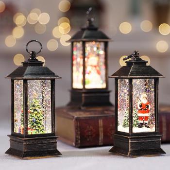 圣誕節禮物小夜燈發光創意可愛手提小油燈節日裝飾品禮品桌面擺件