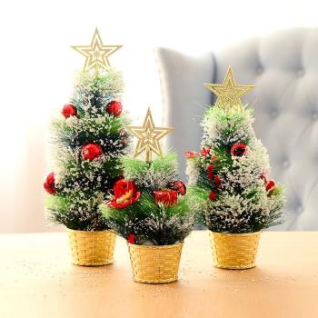 圣誕節裝飾品桌擺仿真松針迷你小圣誕樹套餐擺件家用場景布置裝飾
