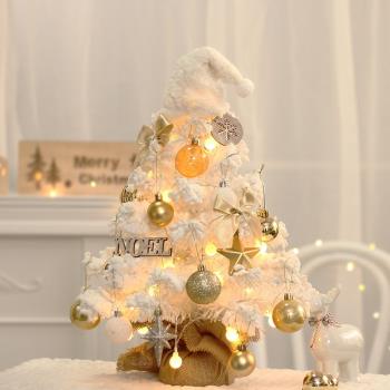 ins風白色圣誕樹植絨diy圣誕節裝飾品高級感布置小型家用桌面擺件