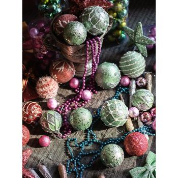 粉紅綠圣誕樹節吊球裝飾品派對掛飾商場屋頂櫥窗空中彩球INS北歐