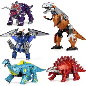 變形玩具恐龍合體金剛霸王龍模型拼裝工程車機器人4兒童8男孩5歲6