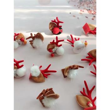 網紅可愛麋鹿角飾品頭飾貼片圣誕節DIY配件仿真植鞣鹿角耳朵貂毛